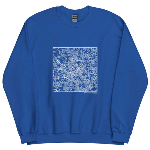 Manchester England  Map Unisex Crewneck Sweater with City inscription in Royal Blue
