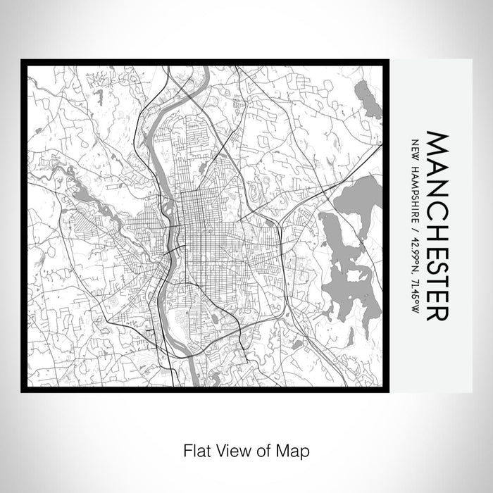 Rendered View of Manchester New Hampshire Map on 20oz Stainless Steel Insulated Bottle with Bamboo Top with printed classic style map