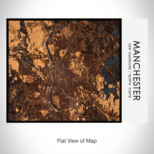 Rendered View of Manchester New Hampshire Map on 20oz Stainless Steel Insulated Bottle with Bamboo Top with printed ember style map