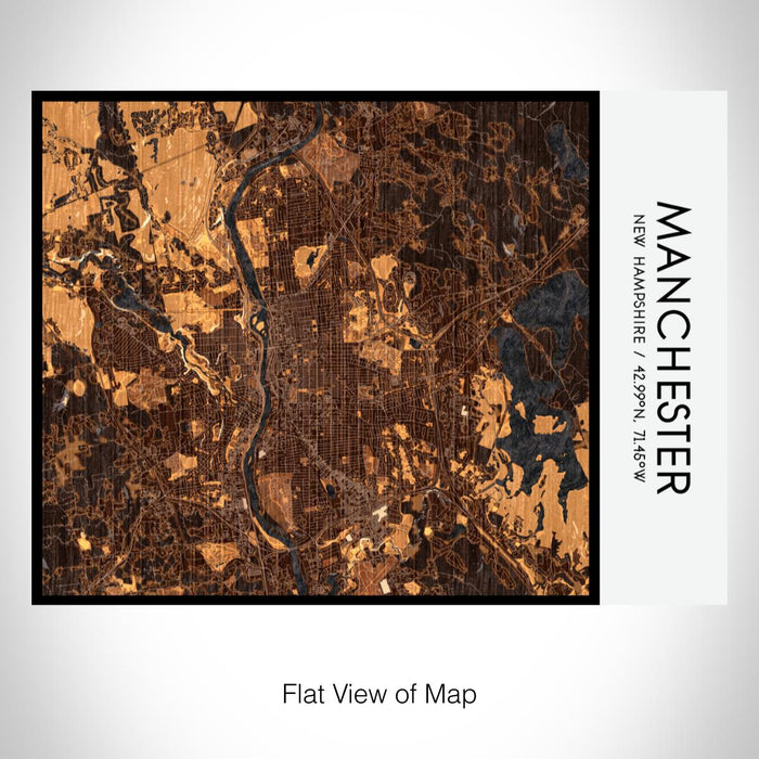 Rendered View of Manchester New Hampshire Map on 20oz Stainless Steel Insulated Bottle with Bamboo Top with printed ember style map