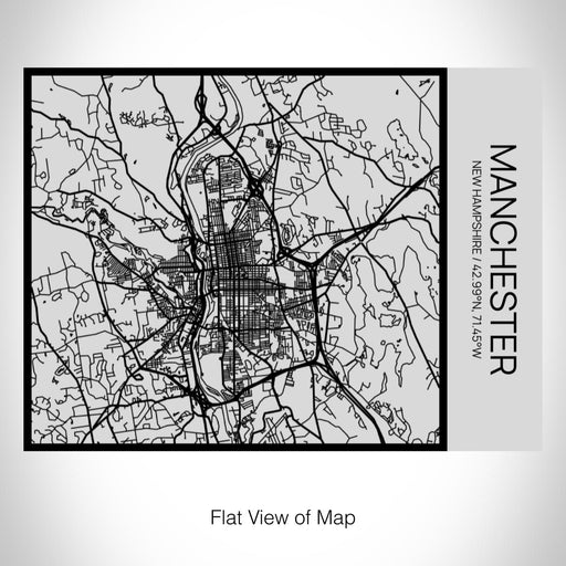 Rendered View of Manchester New Hampshire Map on 20oz Stainless Steel Insulated Bottle with Bamboo Top with printed Tactile Lines Map in Black