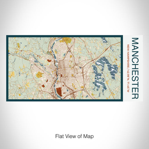 Rendered View of Manchester New Hampshire Map on 17oz Stainless Steel Insulated Bottle with printed woodblock style map