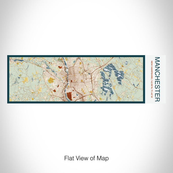 Rendered View of Manchester New Hampshire Map on 10oz Stainless Steel Insulated Cup in Woodblock with Sliding Lid