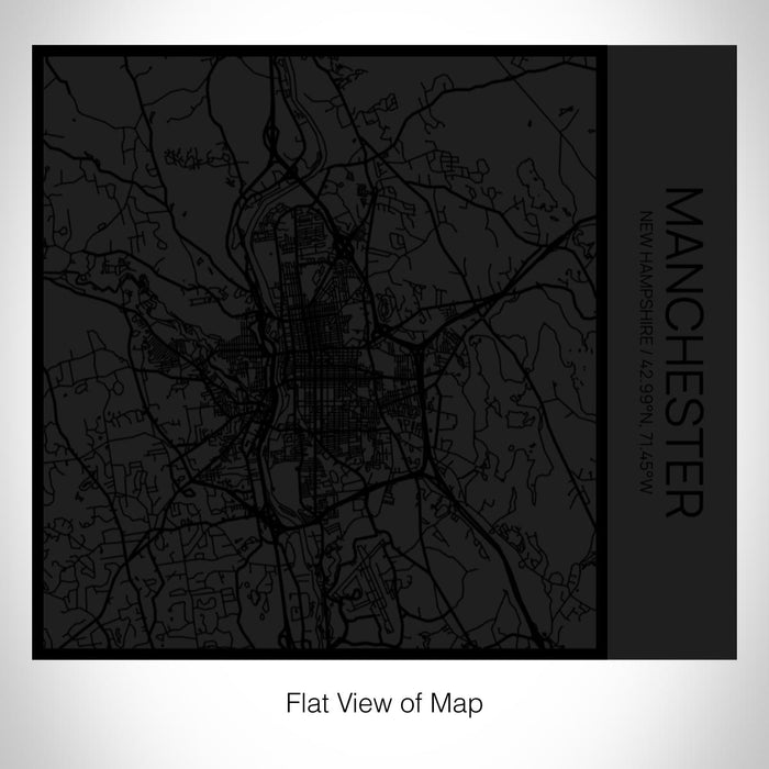 Rendered View of Manchester New Hampshire Map on 17oz Stainless Steel Insulated Tumbler in Matte Black with Tactile Lines