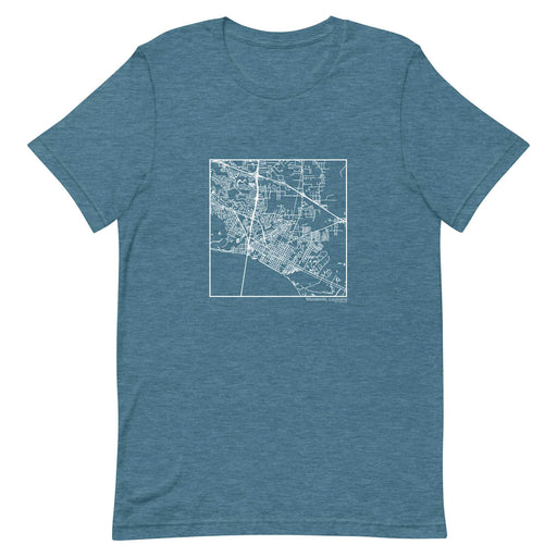Mandeville Louisiana  Map Unisex T-Shirt with City inscription in Heather Teal