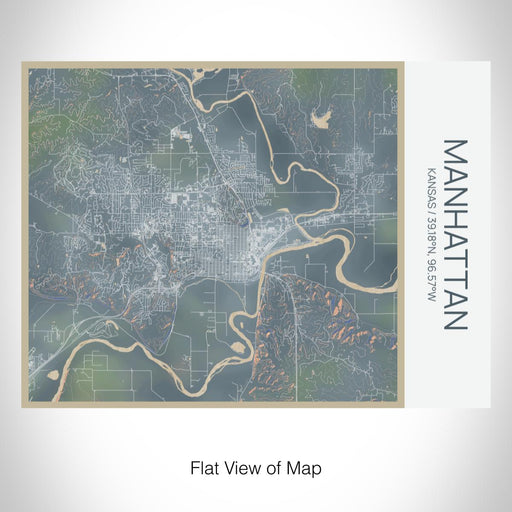 Rendered View of Manhattan Kansas Map on 20oz Stainless Steel Insulated Bottle with Bamboo Top with printed afternoon style map