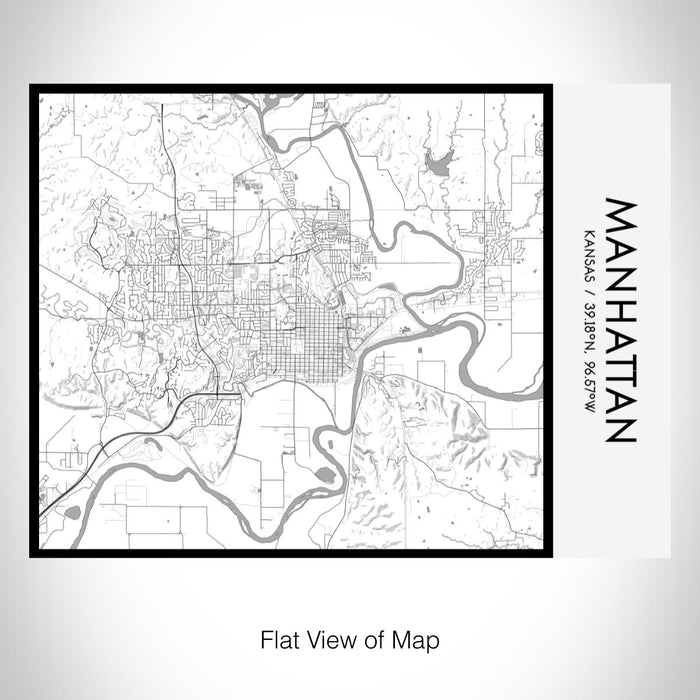 Rendered View of Manhattan Kansas Map on 20oz Stainless Steel Insulated Bottle with Bamboo Top with printed classic style map