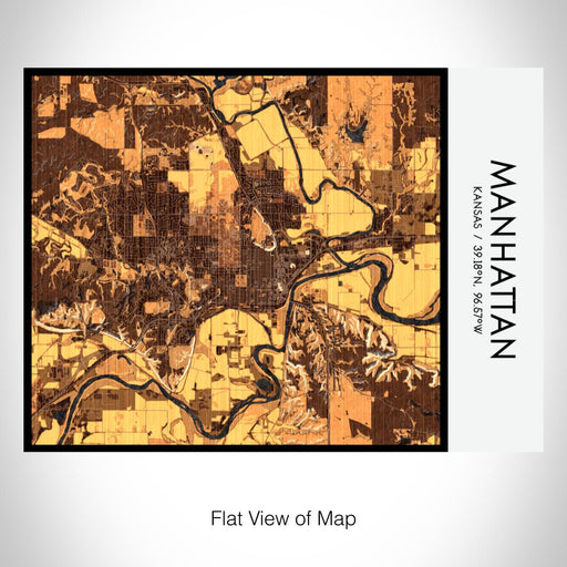 Rendered View of Manhattan Kansas Map on 20oz Stainless Steel Insulated Bottle with Bamboo Top with printed ember style map
