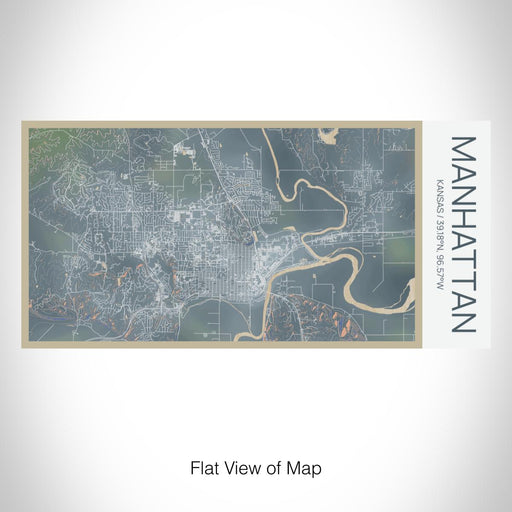 Rendered View of Manhattan Kansas Map on 17oz Stainless Steel Insulated Bottle with printed afternoon style map