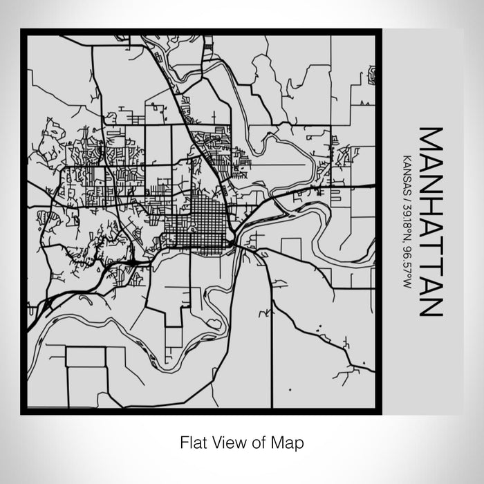 Rendered View of Manhattan Kansas Map on 17oz Stainless Steel Insulated Tumbler in Tactile Lines with Succulent in Background