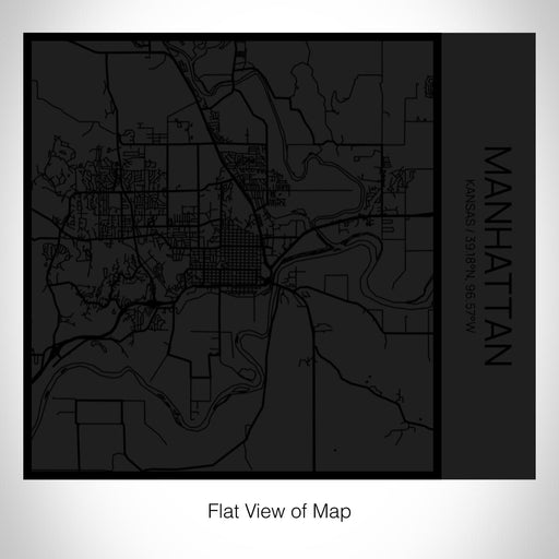 Rendered View of Manhattan Kansas Map on 17oz Stainless Steel Insulated Tumbler in Matte Black with Tactile Lines