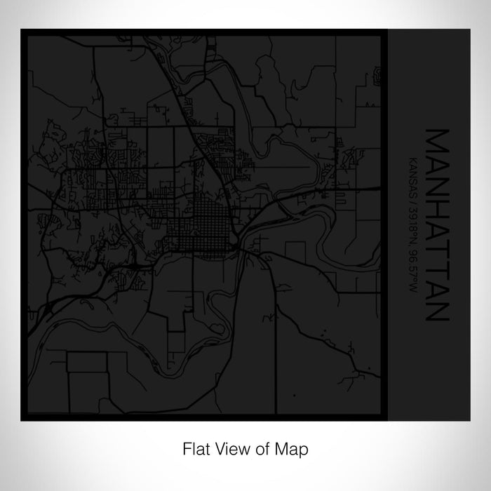 Rendered View of Manhattan Kansas Map on 17oz Stainless Steel Insulated Tumbler in Matte Black with Tactile Lines