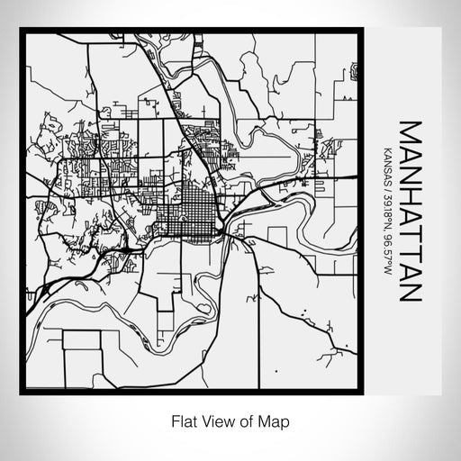 Rendered View of Manhattan Kansas Map on 17oz Stainless Steel Insulated Tumbler in Matte White with Tactile Lines