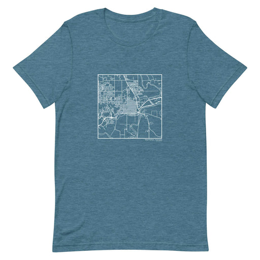 Manhattan Kansas  Map Unisex T-Shirt with City inscription in Heather Teal