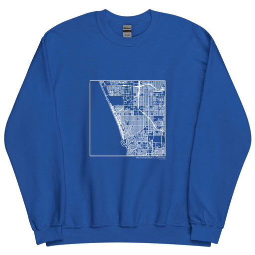 Manhattan Beach California  Map Unisex Crewneck Sweater with City inscription in Royal Blue