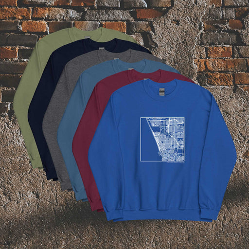 Manhattan Beach California  Map Unisex Crewneck Sweaters in Multiple Colors