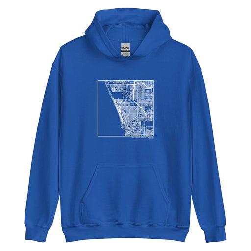 Manhattan Beach California  Map Unisex Hoodie Sweater with City inscription in Royal Blue