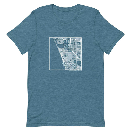 Manhattan Beach California  Map Unisex T-Shirt with City inscription in Heather Teal