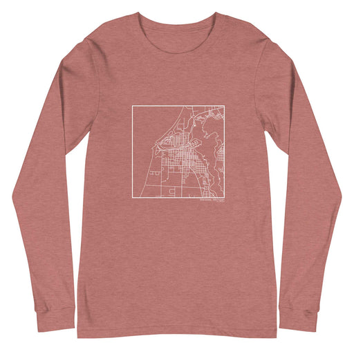 Manistee Michigan  Map Unisex Long-Sleeve T-shirt with City inscription in Heather Mauve