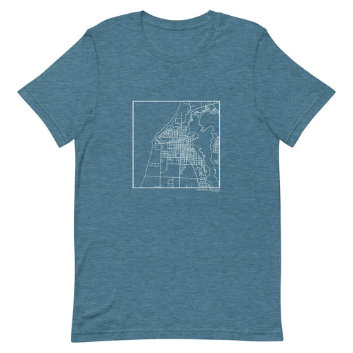 Manistee Michigan  Map Unisex T-Shirt with City inscription in Heather Teal