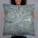 Person holding 22x22 Custom Mankato Minnesota Map Throw Pillow in Afternoon