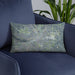 Custom Mankato Minnesota Map Throw Pillow in Afternoon on Blue Colored Chair