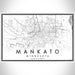 Mankato Minnesota Map Print Landscape Orientation in Classic Style With Shaded Background