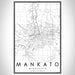 Mankato Minnesota Map Print Portrait Orientation in Classic Style With Shaded Background