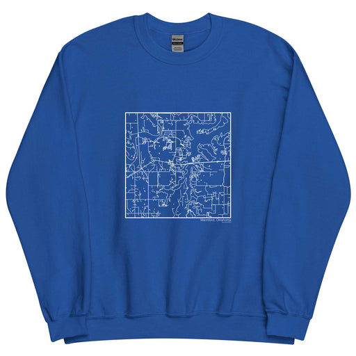Mannford Oklahoma  Map Unisex Crewneck Sweater with City inscription in Royal Blue