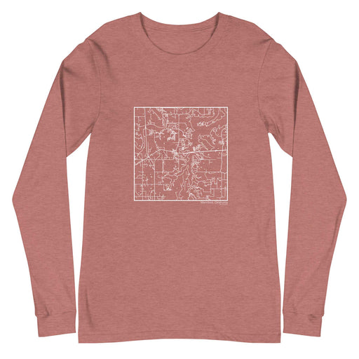 Mannford Oklahoma  Map Unisex Long-Sleeve T-shirt with City inscription in Heather Mauve