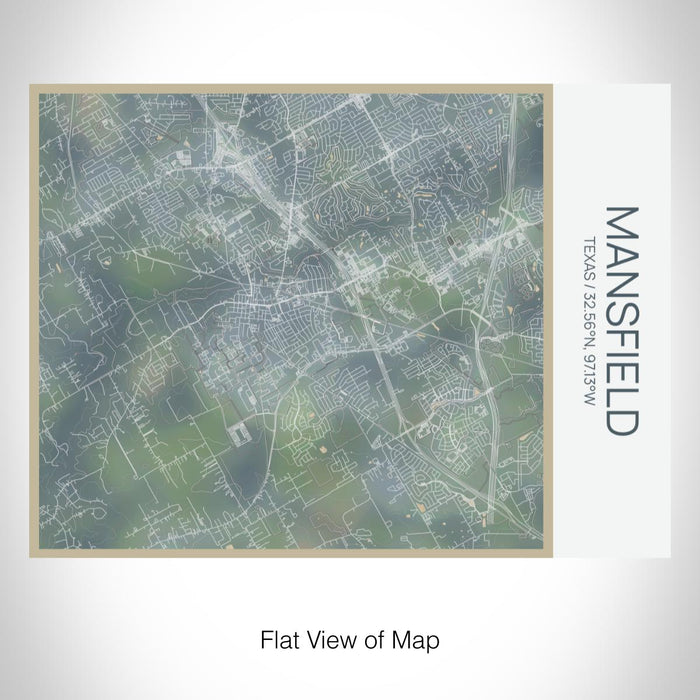 Rendered View of Mansfield Texas Map on 20oz Stainless Steel Insulated Bottle with Bamboo Top with printed afternoon style map