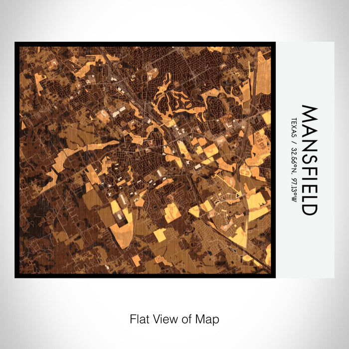 Rendered View of Mansfield Texas Map on 20oz Stainless Steel Insulated Bottle with Bamboo Top with printed ember style map