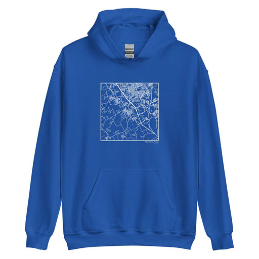 Mansfield Texas  Map Unisex Hoodie Sweater with City inscription in Royal Blue