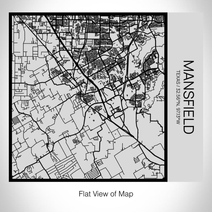 Rendered View of Mansfield Texas Map on 17oz Stainless Steel Insulated Tumbler in Tactile Lines with Succulent in Background