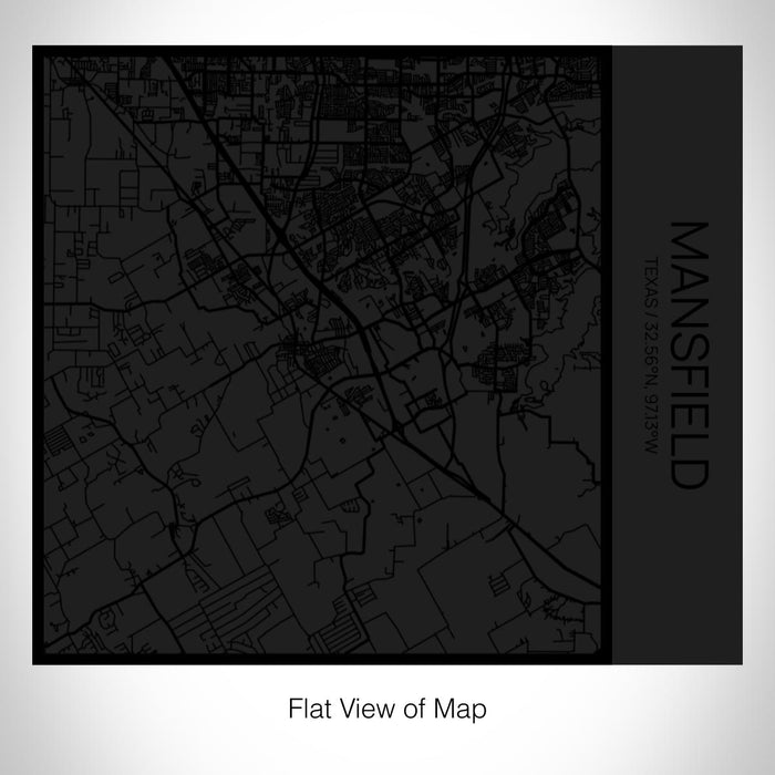 Rendered View of Mansfield Texas Map on 17oz Stainless Steel Insulated Tumbler in Matte Black with Tactile Lines