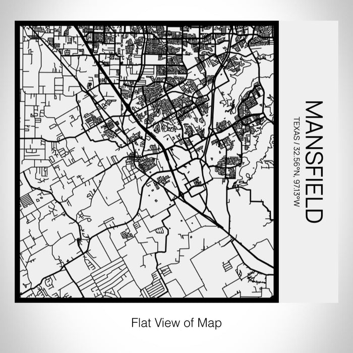 Rendered View of Mansfield Texas Map on 17oz Stainless Steel Insulated Tumbler in Matte White with Tactile Lines