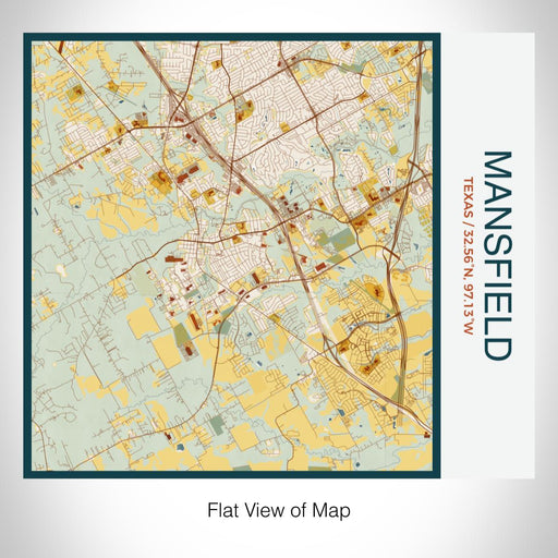 Rendered View of Mansfield Texas Map on 17oz Stainless Steel Insulated Tumbler in Woodblock Map Style