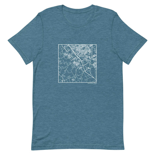 Mansfield Texas  Map Unisex T-Shirt with City inscription in Heather Teal