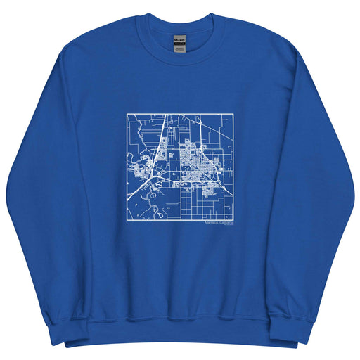 Manteca California  Map Unisex Crewneck Sweater with City inscription in Royal Blue