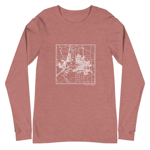 Manteca California  Map Unisex Long-Sleeve T-shirt with City inscription in Heather Mauve