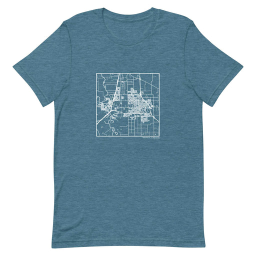Manteca California  Map Unisex T-Shirt with City inscription in Heather Teal