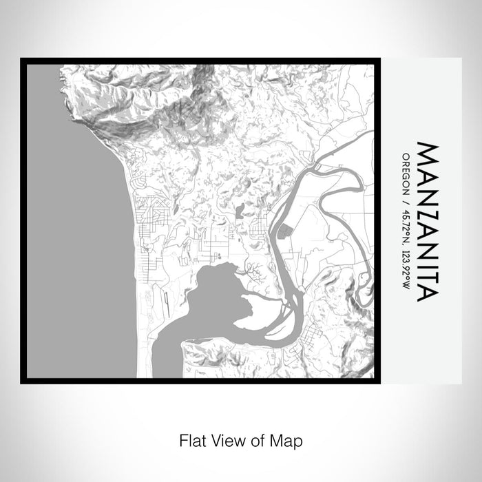 Rendered View of Manzanita Oregon Map on 20oz Stainless Steel Insulated Bottle with Bamboo Top with printed classic style map