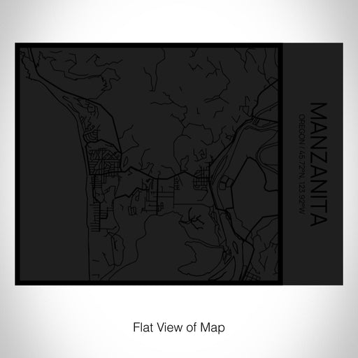 Rendered View of Manzanita Oregon Map on 20oz Stainless Steel Insulated Bottle with Bamboo Top in Matte Black with printed Tactile Lines Map in Black