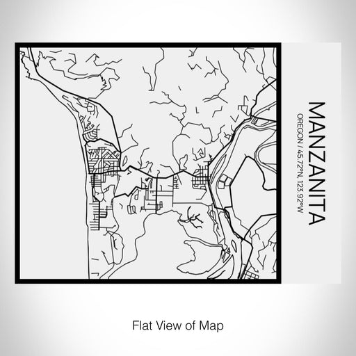 Rendered View of Manzanita Oregon Map on 20oz Stainless Steel Insulated Bottle with Bamboo Top in Matte White with printed Tactile Lines Map in Black