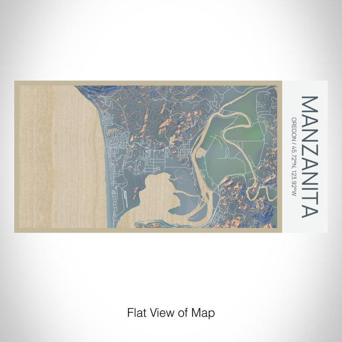 Rendered View of Manzanita Oregon Map on 17oz Stainless Steel Insulated Bottle with printed afternoon style map