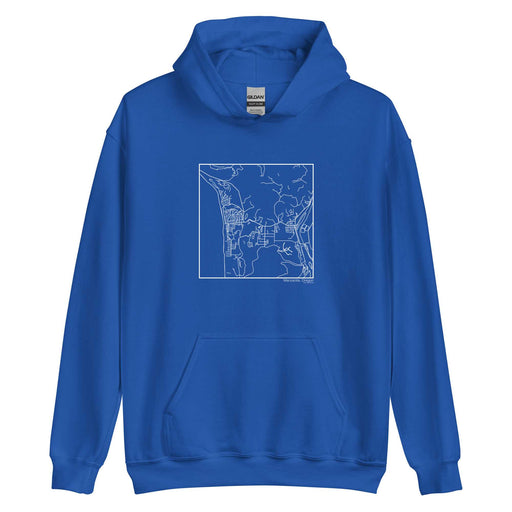 Manzanita Oregon  Map Unisex Hoodie Sweater with City inscription in Royal Blue