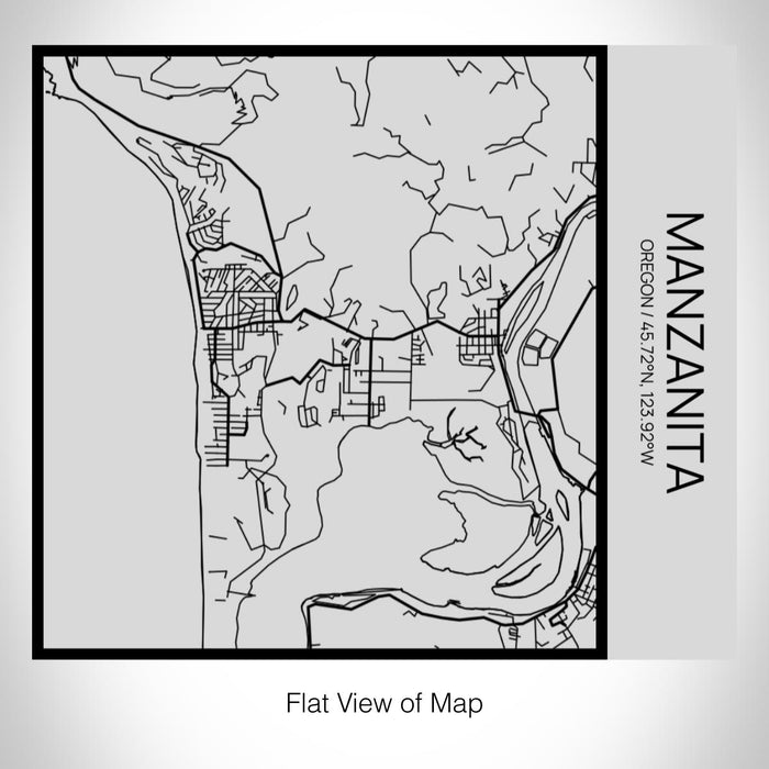 Rendered View of Manzanita Oregon Map on 17oz Stainless Steel Insulated Tumbler in Tactile Lines with Succulent in Background
