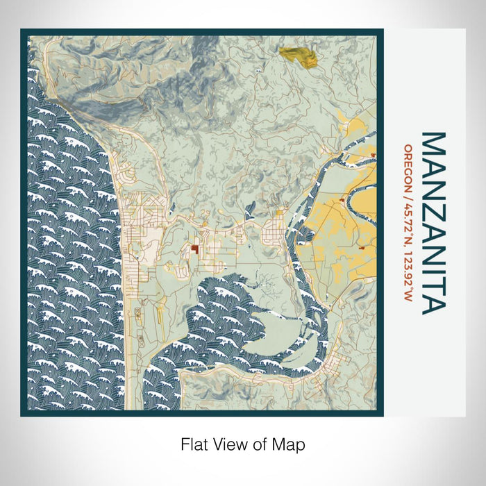 Rendered View of Manzanita Oregon Map on 17oz Stainless Steel Insulated Tumbler in Woodblock Map Style