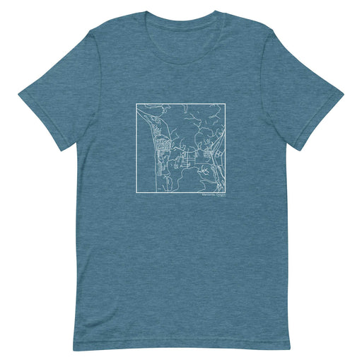Manzanita Oregon  Map Unisex T-Shirt with City inscription in Heather Teal