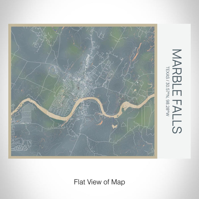 Rendered View of Marble Falls Texas Map on 20oz Stainless Steel Insulated Bottle with Bamboo Top with printed afternoon style map